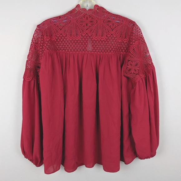 Boston Proper | Red Long Sleeve Blouse - H9 - Picture 2 of 8